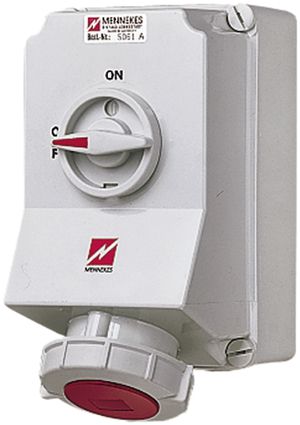 AP-Steckdose CEE Mennekes 3LNPE 63A rot