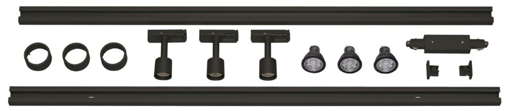 Leuchten-Set SLV Puri 3×Spot GU10 2×Stromschiene 1×Mitteleinspeiser schwarz