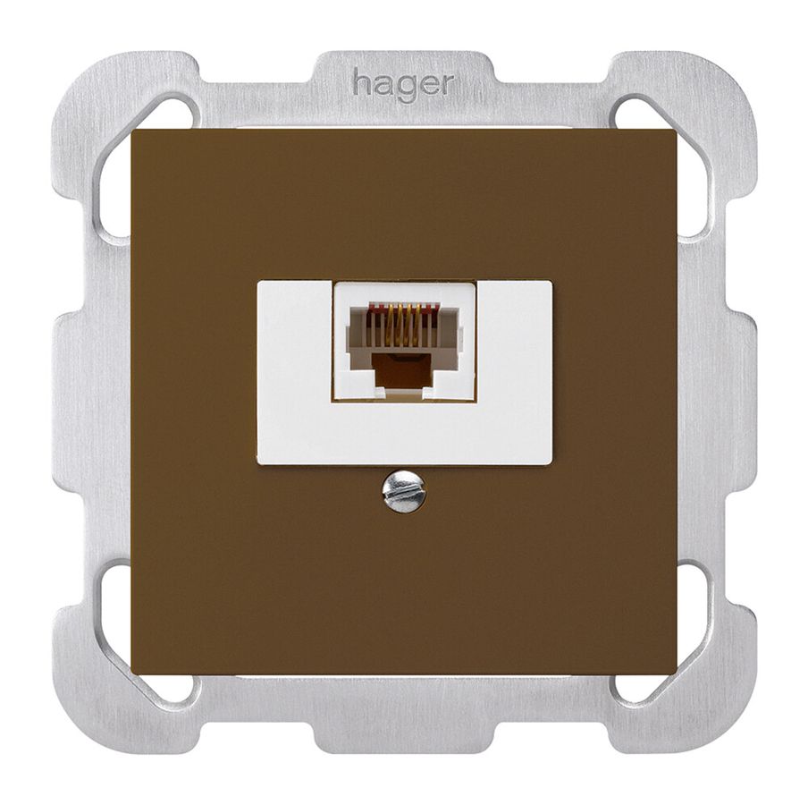 Einsatz zu Anschlussdose kallysto 1×RJ45u braun mit Befestigungsplatte