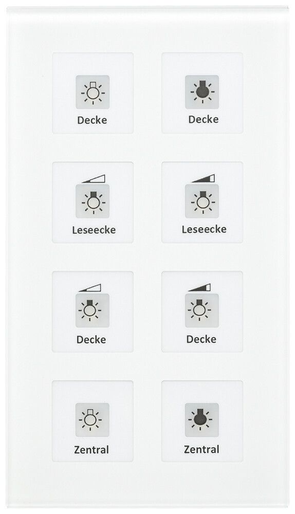 Pulsante KNX INC MDT BE-GTT8W.01 8t/8a LED temp.vetro bianco