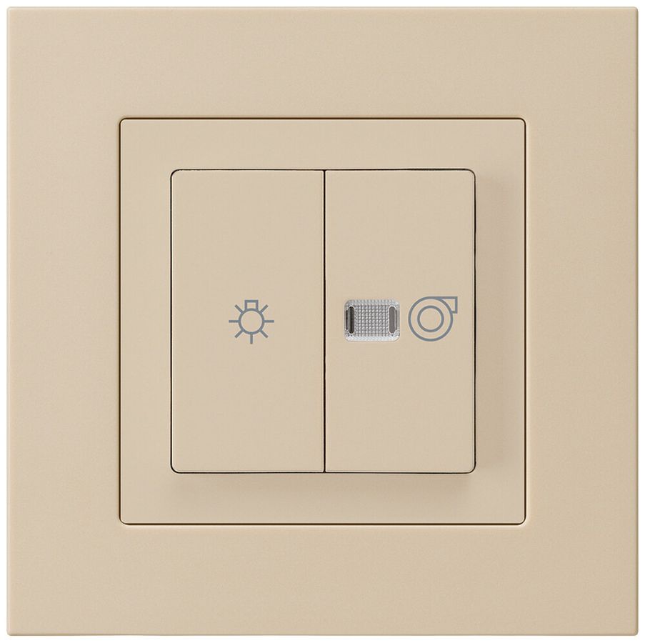 Interruttore luminoso INC kallysto.pro beige 1/1L simbolo illumin.+ventilazione