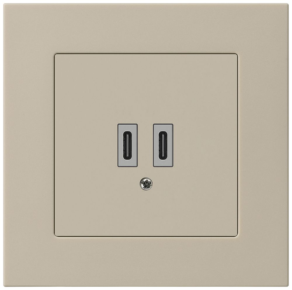 UP-USB-Ladesteckdose Hager kallysto.pro C-C 20W 5V 94×94mm beige