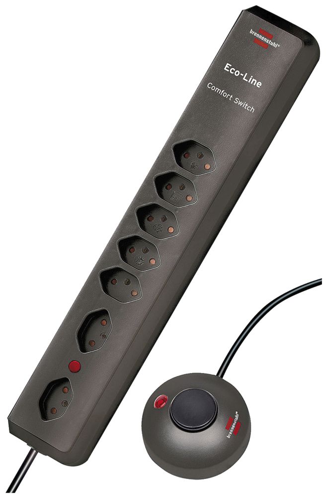 Presa multipla Eco-Line interruttore a pedale 4+2 90°×T13 2m H05VV-F 3×1.5mm² an