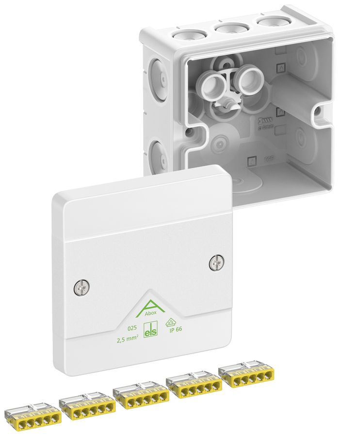 Scatola di derivazione AP Spelsberg Abox 025-2,5²/w 87×87×52mm IP66 bi