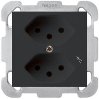 UP-Steckdose kallysto 2×T13/1 schwarz mit Befestigungsplatte