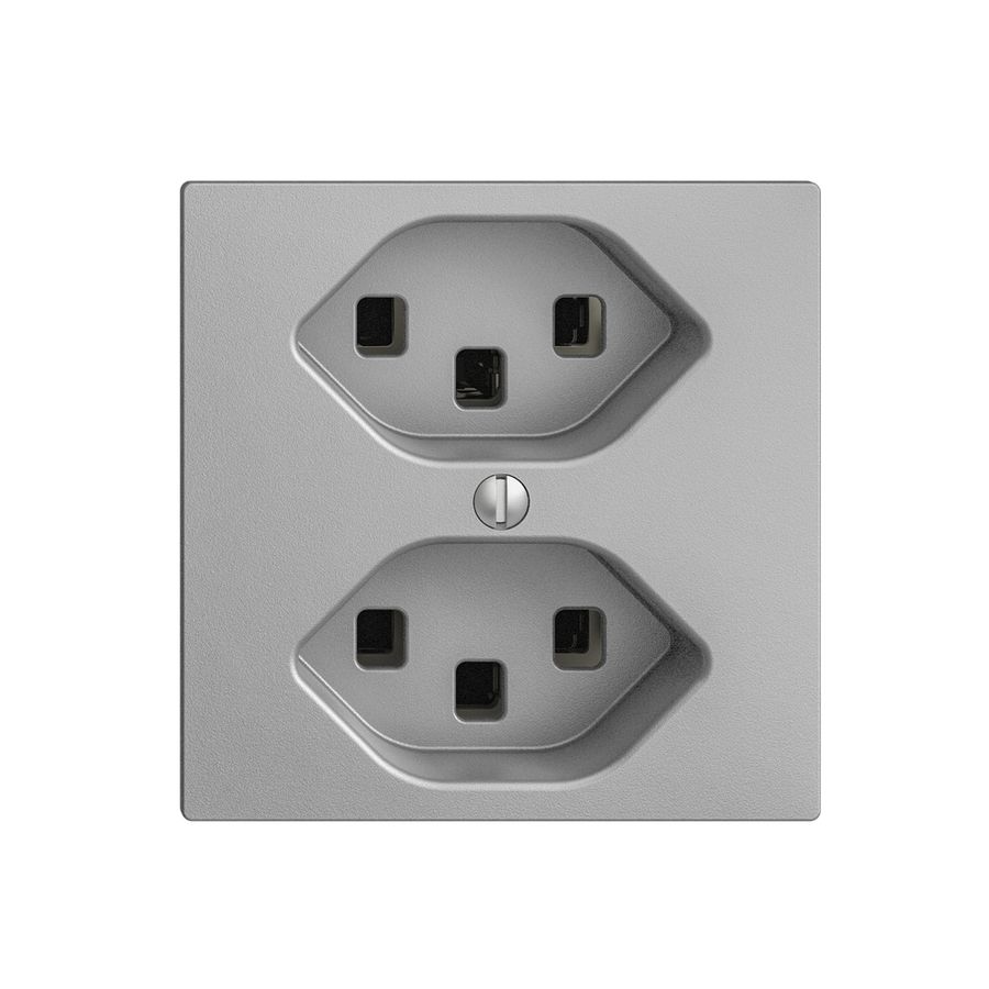 Steckdose EDIZIOdue 2×T23 silver 16A, mit Steckklemmen