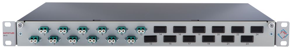 Patchpanel LWL 19" Breakoutbox 1HE 12×LCD/PC türkis, MM OM3