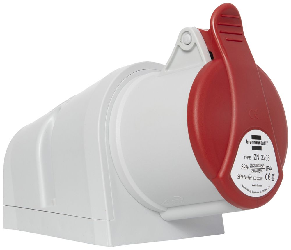 Presa murale AP Brennenstuhl CEE 32A 3L+N+PE 400V 6h rosso 190×89×128mm IP44