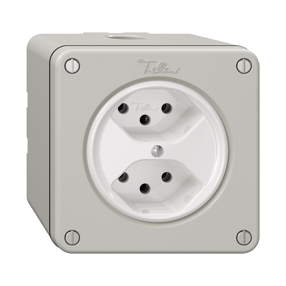 NAPU-Steckdose NEVO, 2×T13, lichtgrau