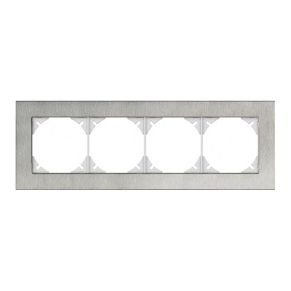 Cadre de rec.EDIZIOdue prestige 1×4 acier chromé poncé