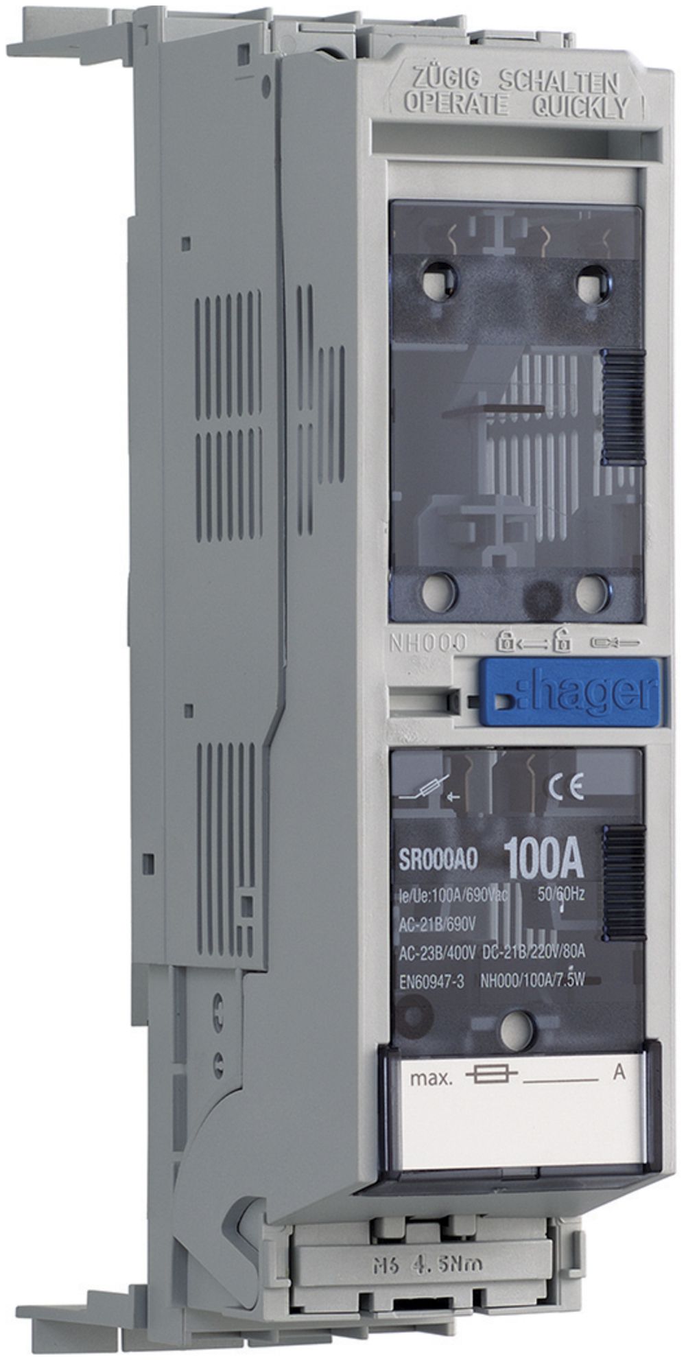 Sezionatore HPC weber.silas DIN000 690VAC 100A pr.INC 32/70mm uscita verso alto