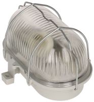 Armatura ovale E27 42W materia sintetica grigio, vetro, griglia protezione, IP44