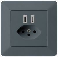 UP-USB-Ladesteckdose Hager kallysto.trend C-C 20W+T13 5V 94×94mm anthrazit