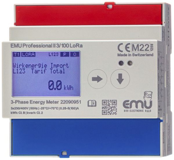Compteur d'énergie AMD EMU Professional II 3×100A direct MID S0 LoRa