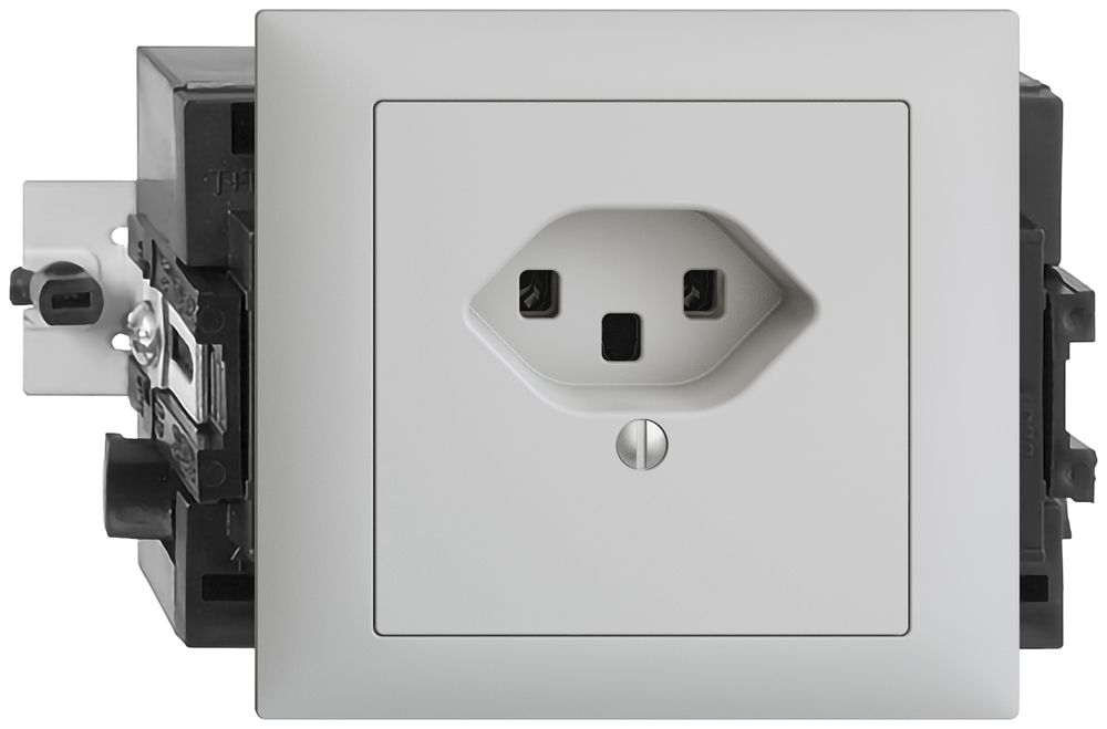 EB-Steckdose EDIZIOdue T23 16A hellgrau 53mm, Schraubklemme