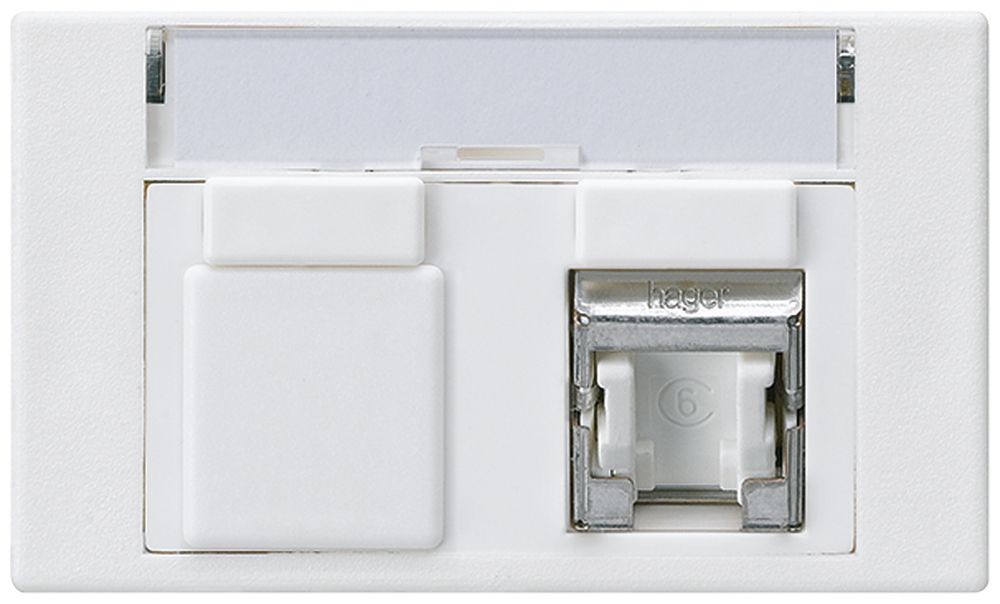 FLF-Steckdose Hager Kat.6 1RJ45/S weiss