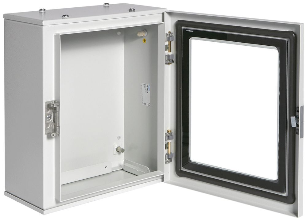 Coffret AP Hager Orion.Plus acier 300×350×200mm IP65 SKI panneton 2× grc porte