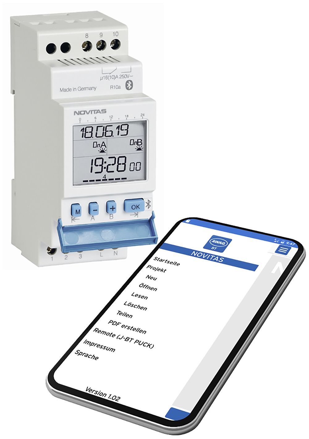 REG-Wochenschaltuhr NOVITAS SC-M11.35 BT, 230V 1-Kanal