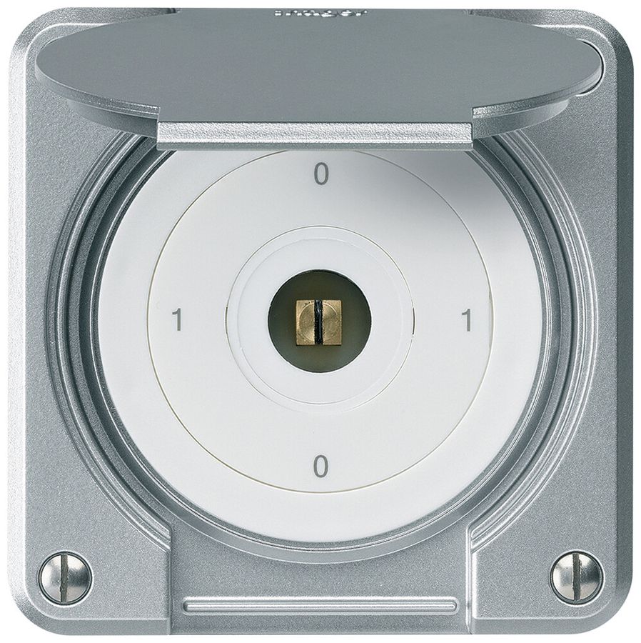 UP-Steckschlüsselschalter robusto IP55 mit Klappdeckel S0/1P aluminium Vierkant