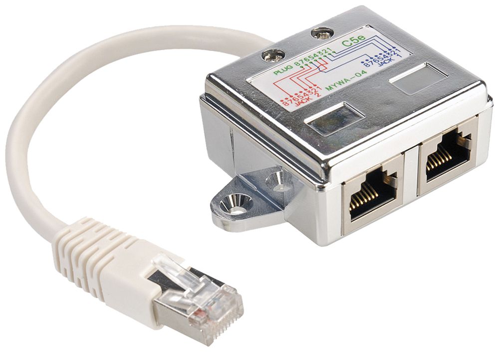 Ethernet Splitter VALUE 1×RJ45 8(8) → 2×RJ45 8(4) Kat.5e 10/100Mbit/s geschirmt