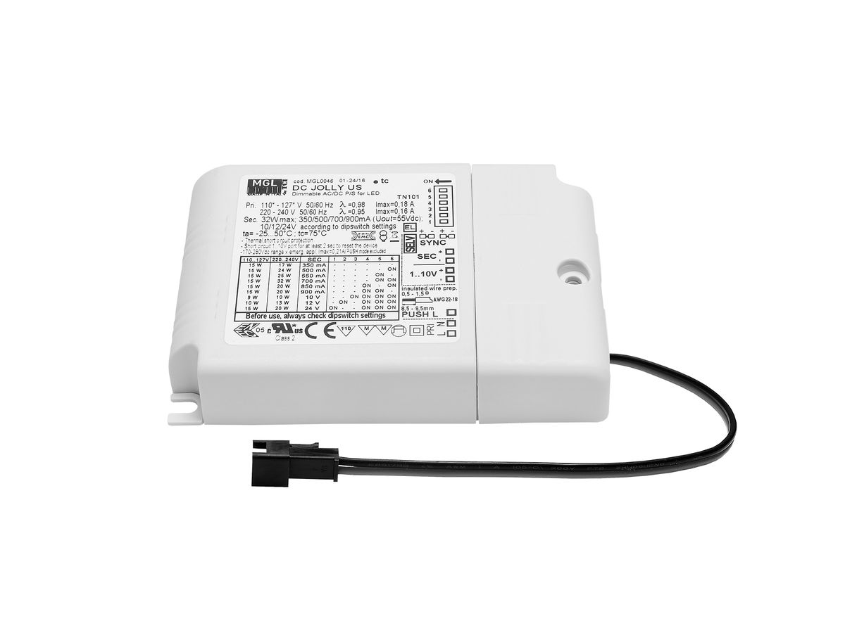 Convertitore a LED 32W 700mA 0-10V con spina, 103 x 67 x 21mm