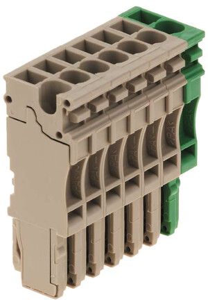 Fiche Weidmüller ZP 2.5/1AN/7 connexion à ressort 2.5mm² 7L vert, beige