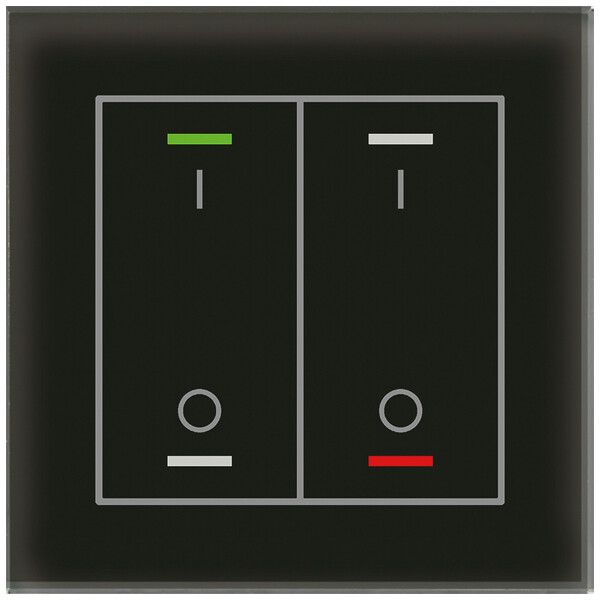 Poussoir KNX RGBW ENC MDT GTL-2TBS.02S 2t/4a temp verre noir "I/O"