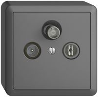 Prise d'antenne AP SAT DB52 EDIZIOdue gris foncé, avec IEC/F