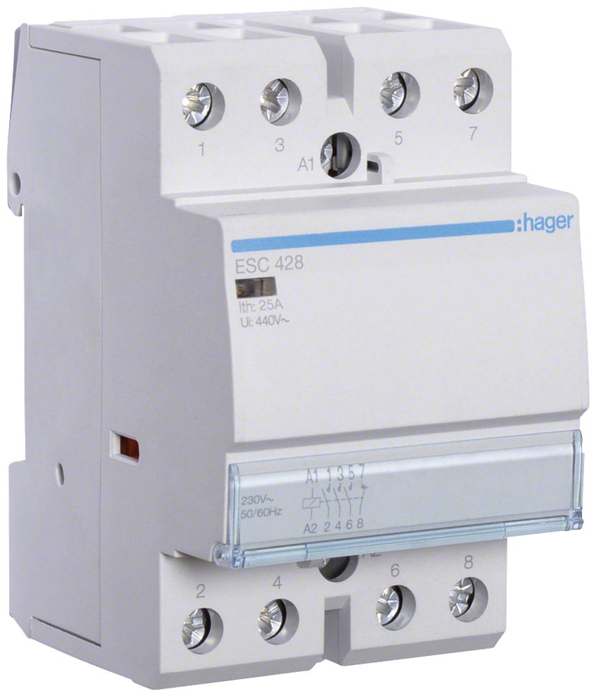 REG-Schütz Hager ESC 230VAC 3 Schliesser 1 Öffner 25A 2TE