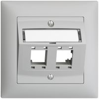 Kit montaggio ENC Edue, c.cappa di uscita obliqua, per 2×RJ45, grigio chiaro