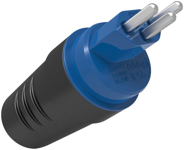 Spina tipo 23 Ferratec L+N+PE 16A 250V diritto gomma IP55 ne-bl