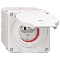 NAP-Steckdose NEVO, 1×T23, IP55 gemäss SN 441011, m.roter Dichtung, m.LED, weiss