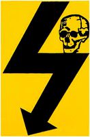 Klebeschild 25×38mm Pfeil mit Totenkopf