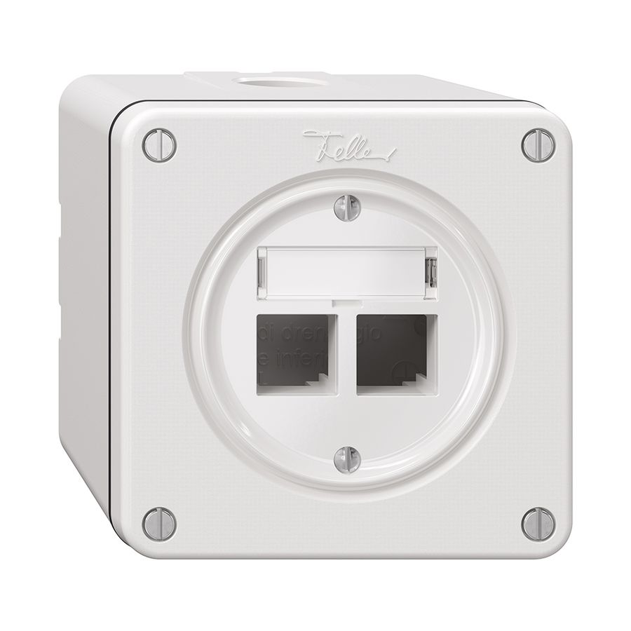 Kit de montage NAPU Feller S-One EASYNET, pour 2×RJ45, hauteur 64 mm, blanc