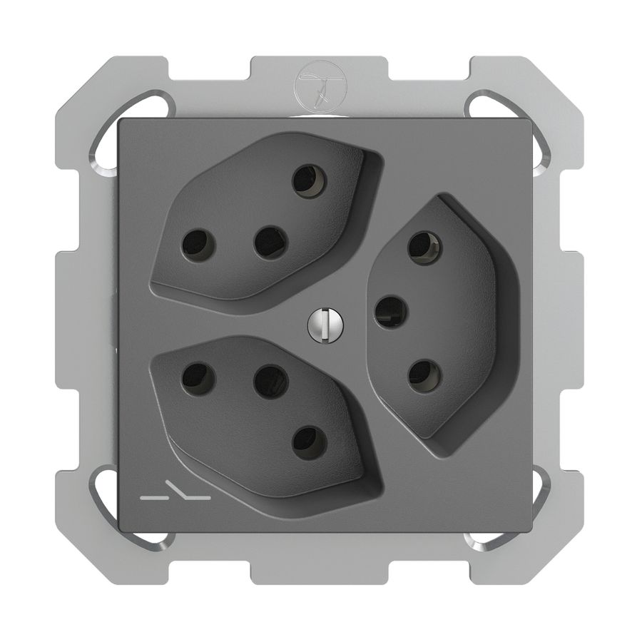 UP-Steckdose EDIZIOdue 3×T13 1×S dunkelgrau