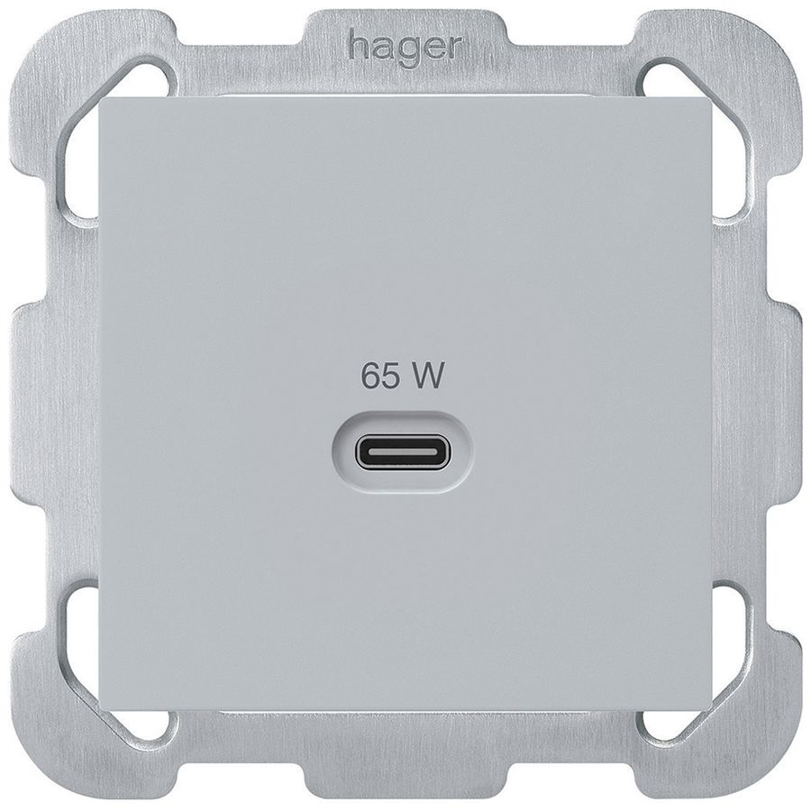 Prise de charge USB ENC Hager kallysto type C 65W 3250mA gris clair