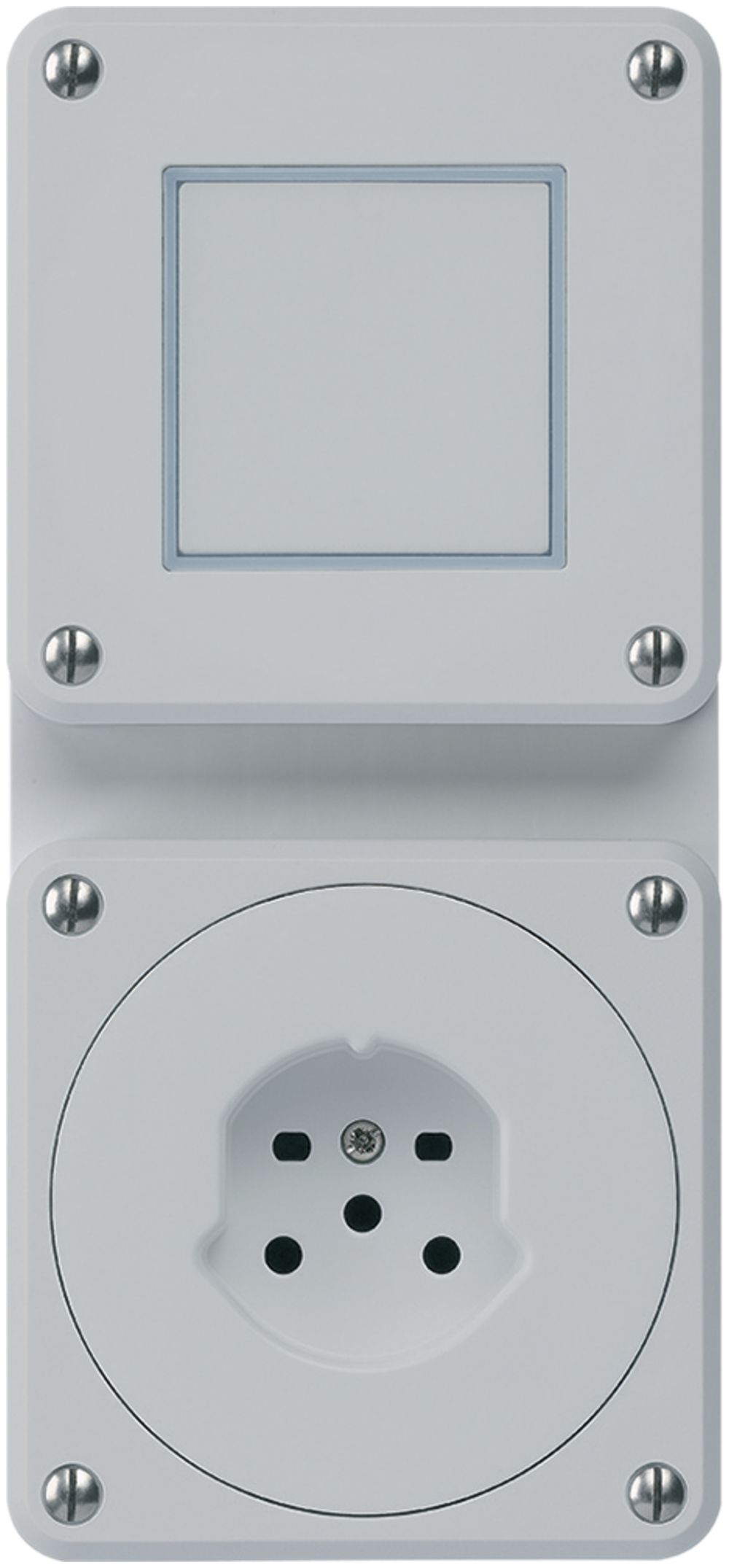 UP-Kombi 2×1 HA robusto Sch3/Typ 15 mit Steckklemmen grau