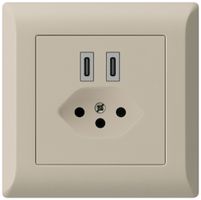 UP-USB-Ladesteckdose Hager kallysto.line C-C 20W+T13 5V 92×92mm beige