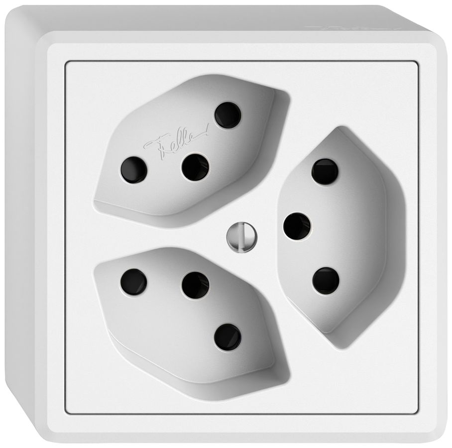 AP-Steckdose EDIZIO.liv SNAPFIX® 3×T13 mit Shutter ws