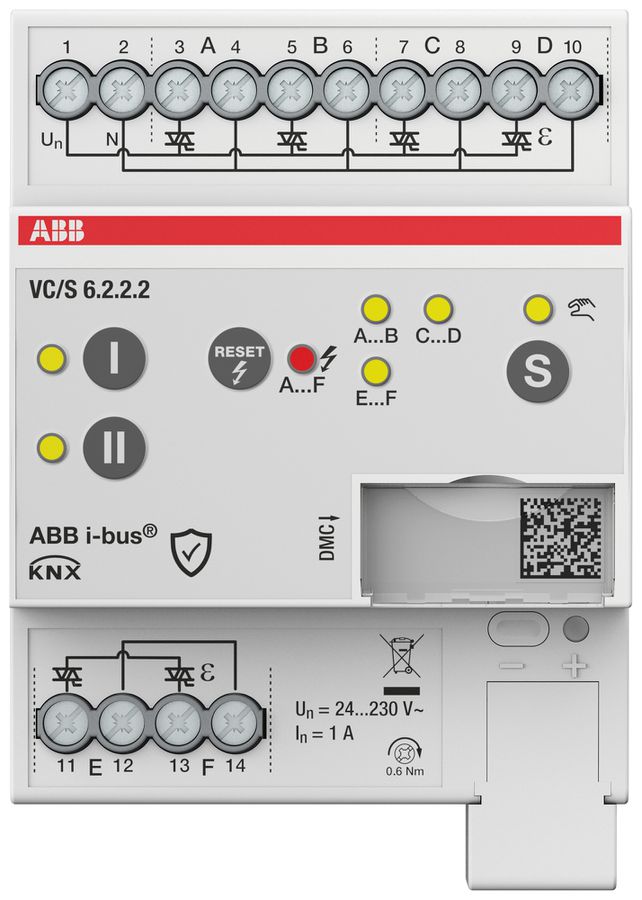 Actionneur de chauffage KNX AMD ABB VC/S6.2.2.2 6×sort 1A 24…230V 4UM