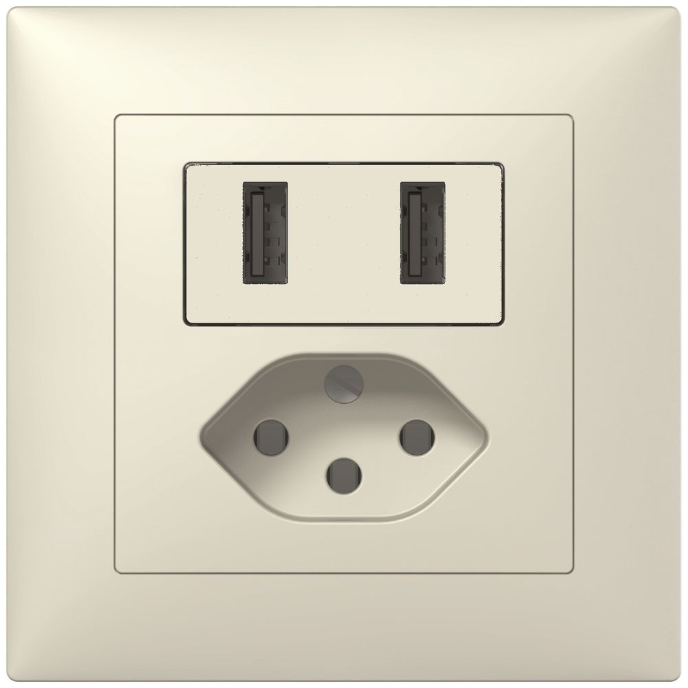 Prise de charge USB+T13 ENC SIDUS B 240V max.2400mA blanc