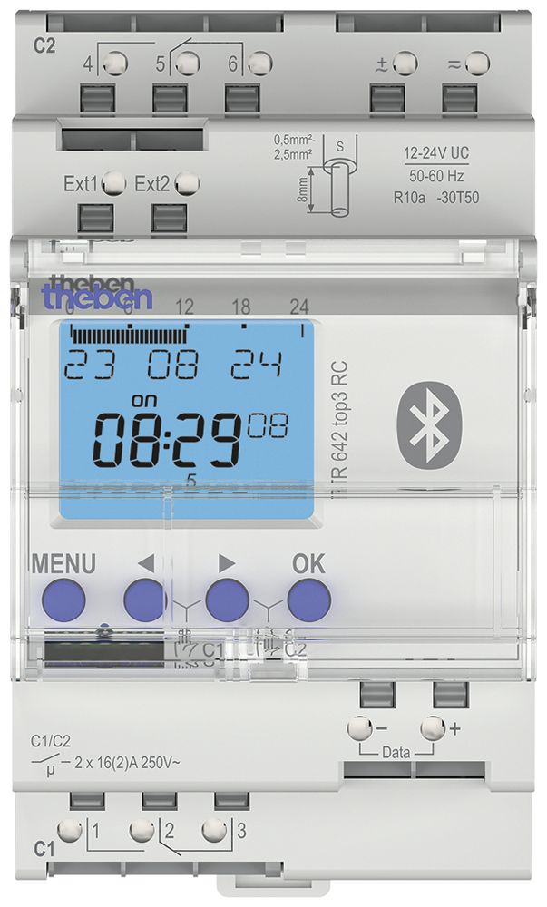 Timer digitale AMD Theben TR 642 12…24V 16A programma annuale 2-canale