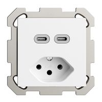 UP-Steckdose USB 2×Typ C + Typ 13 Feller EDIZIOdue FM 230V 3000mA weiss