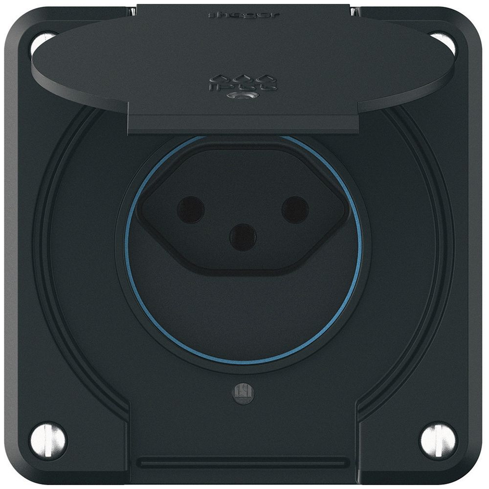 Steckdose robusto 1×Typ 13 beleuchtet IP55 schwarz