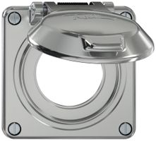 Oberteil ELEMENT SNAPFIX® m.Deckel f.SCHUKO-Steckdose Achse&Spannfeder isol.alu