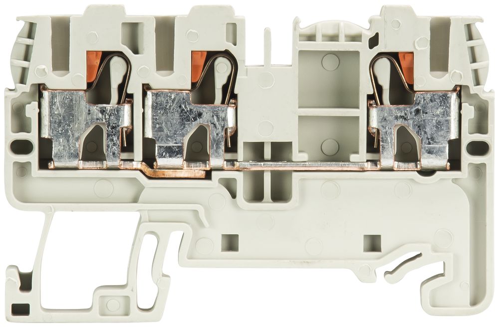 Durchgangs-Reihenklemme WTP 0.2…2.5mm² 32A 800V 3×Steck.1 Et.Hutschiene TH35 gr