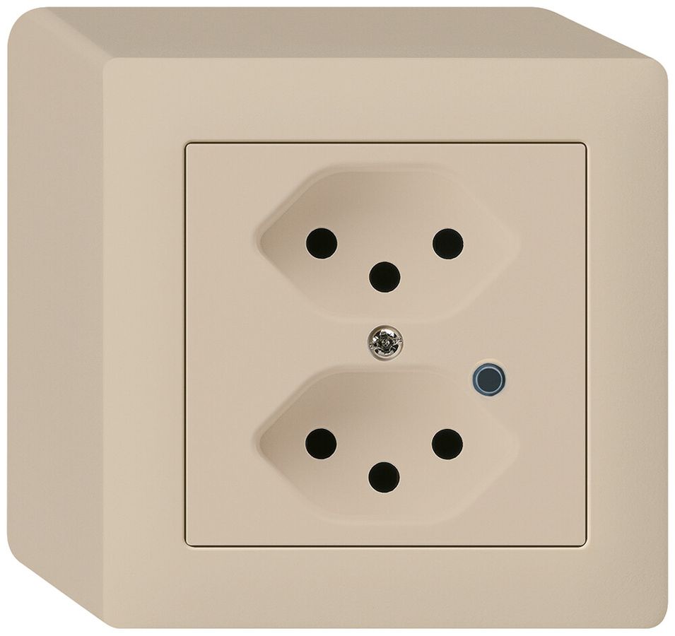 AP-Steckdose Hager kallysto 2×T13 beleuchtet Q beige