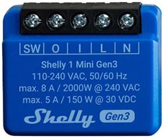 EB-RF-Schaltaktor Shelly 1 Mini Gen3 Bt/Wi-Fi 1-Kan 110…240V
