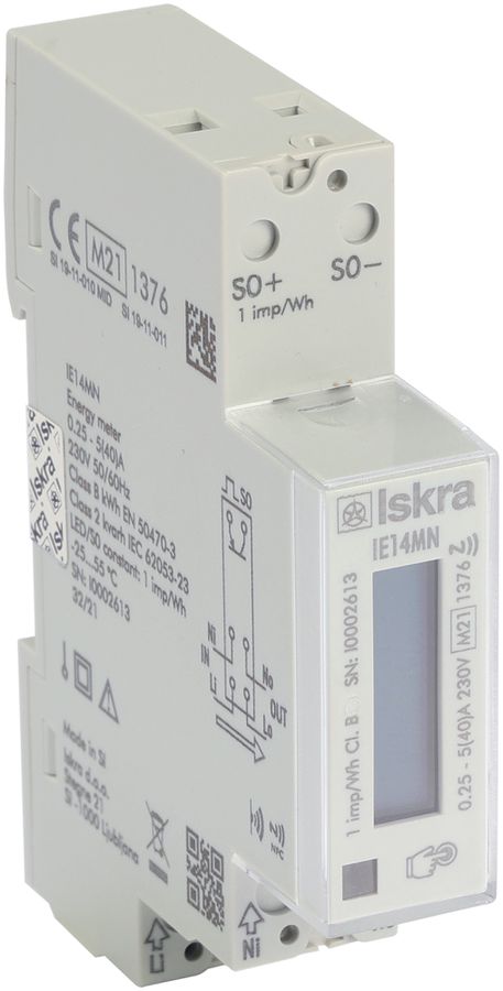 Compteur d'énergie numérique AMD ISKRA 1 phase MID 40A bidirectionnel IR