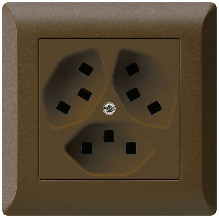 UP-Steckdose Hager kallysto.line 3×T23 C braun